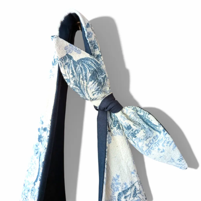 Sac Hobo Toile de Jouy Bleue
