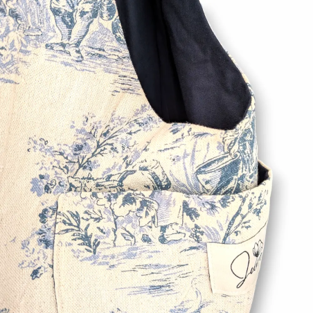 Sac Hobo Toile de Jouy Bleue
