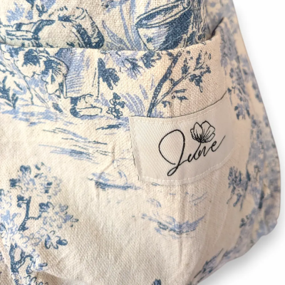 Sac Hobo Toile de Jouy Bleue