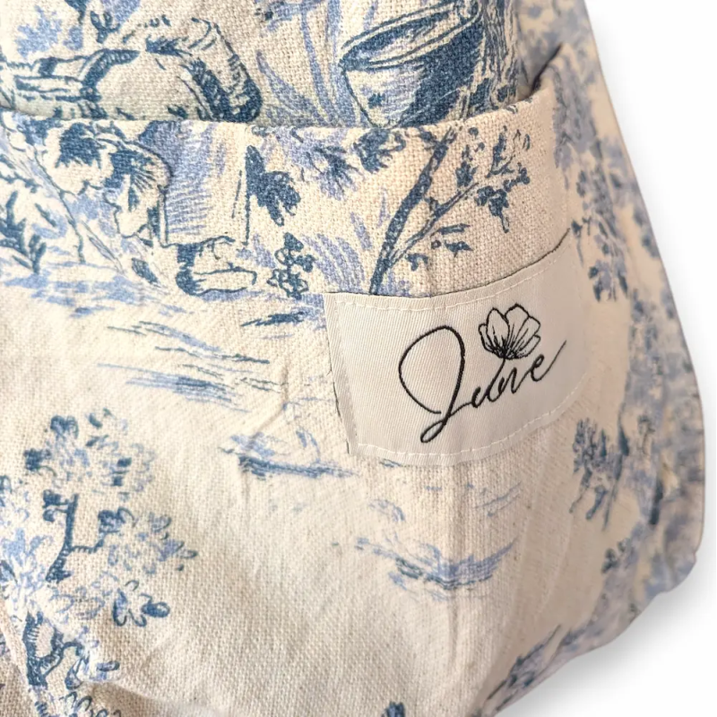 Sac Hobo Toile de Jouy Bleue