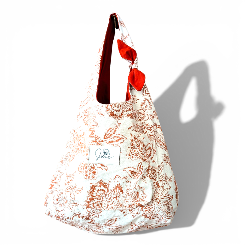 Sac Hobo Toile de Jouy Orangé