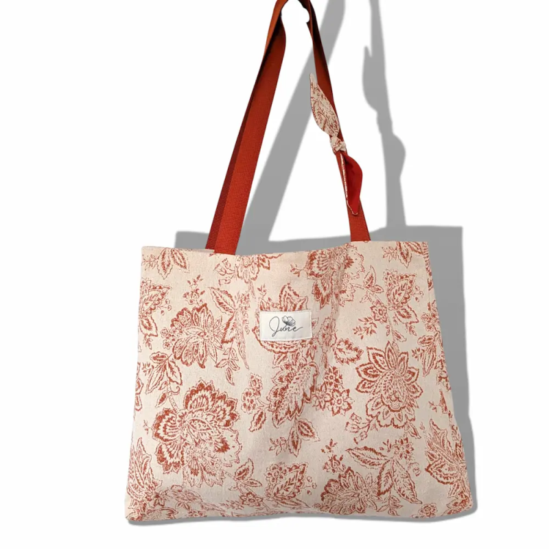 Sac Cabas XL Toile de Jouy Orangé