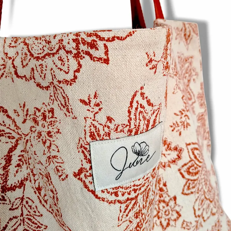 Sac Cabas XL Toile de Jouy Orangé