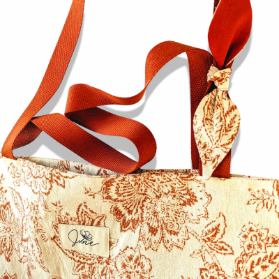 Sac Cabas XL Toile de Jouy Orangé