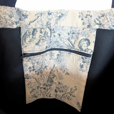 Sac Cabas XL Toile de Jouy Bleue