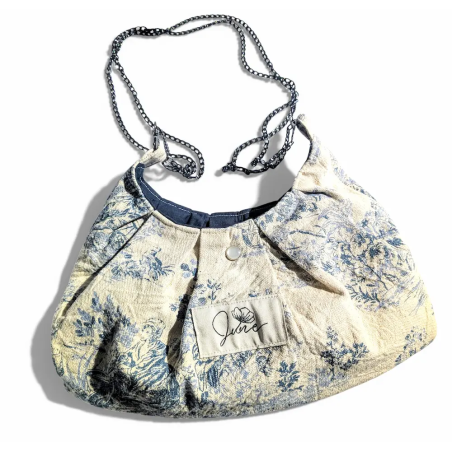 Sac Rétro Toile de Jouy Bleue