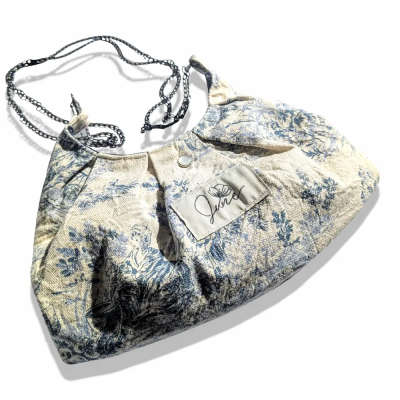 Sac Rétro Toile de Jouy Bleue