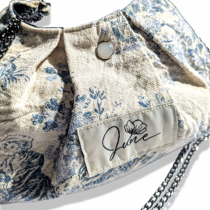 Sac Rétro Toile de Jouy Bleue