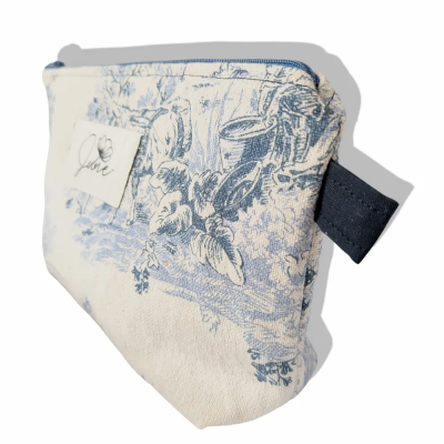 Trousse zippée L Toile de Jouy Bleue