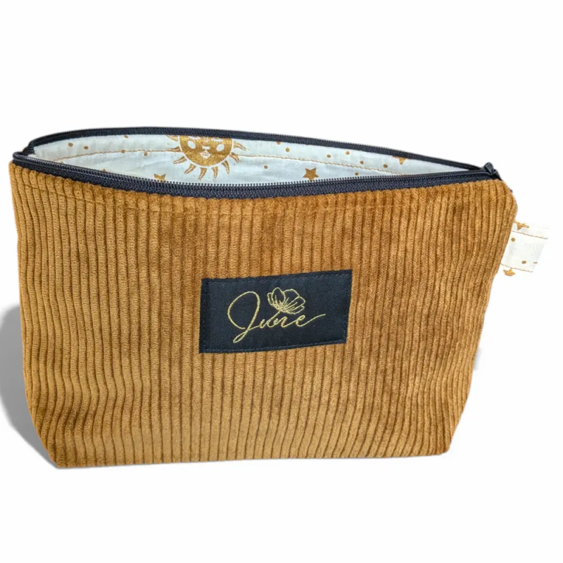 Trousse zippée L Velours doré