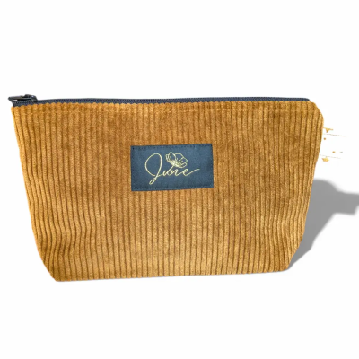 Trousse zippée L Velours doré