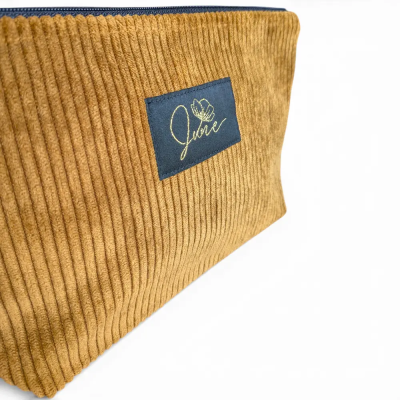 Trousse zippée L Velours doré